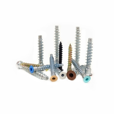 Tornos para gabinetes de madera contrafundidos con autoaplazamiento 2.9mm M6*50 M7*28 Tornos hexagonales con cabeza plana con autoaplazamiento