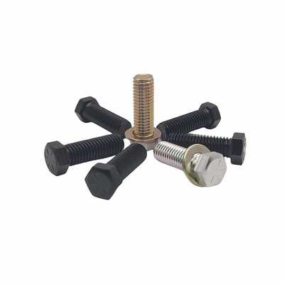 Fabrica mayorista de protección ambiental de color zinc hexágono perno electroforesis negro hexágono tornillo de dientes completos.