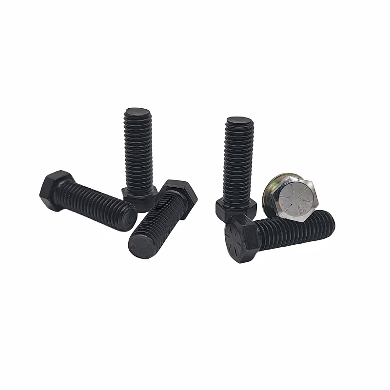 Fabrica mayorista de protección ambiental de color zinc hexágono perno electroforesis negro hexágono tornillo de dientes completos.