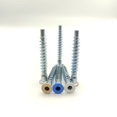 Tornillos de conexión para muebles, cabeza avellanada hexagonal, autorroscantes, cincados, para bricolaje y OEM, diferentes colores